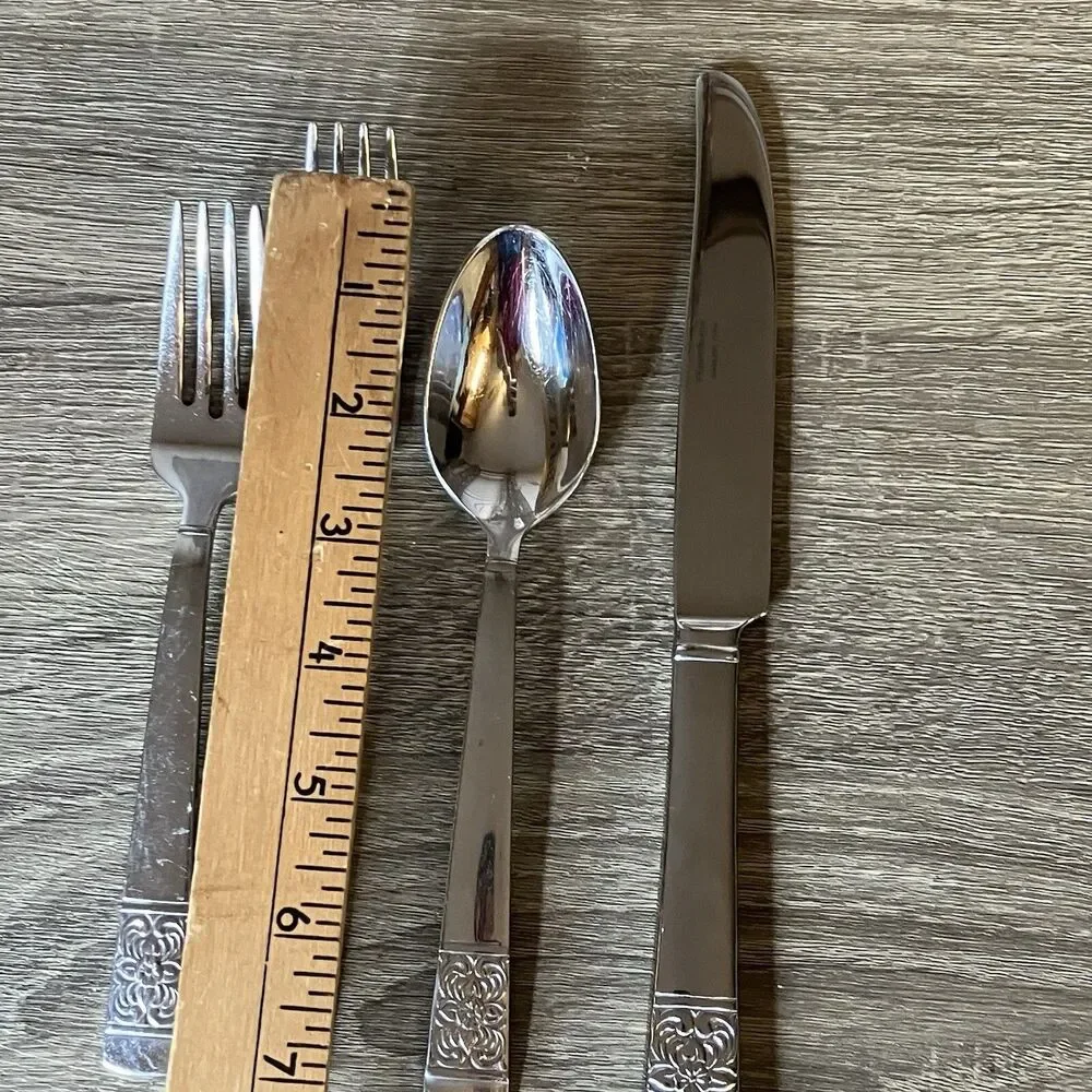 Reed & Barton HARVEST BOUQUET Stainless 4 Piece Service 18/10 Glossy Flatware